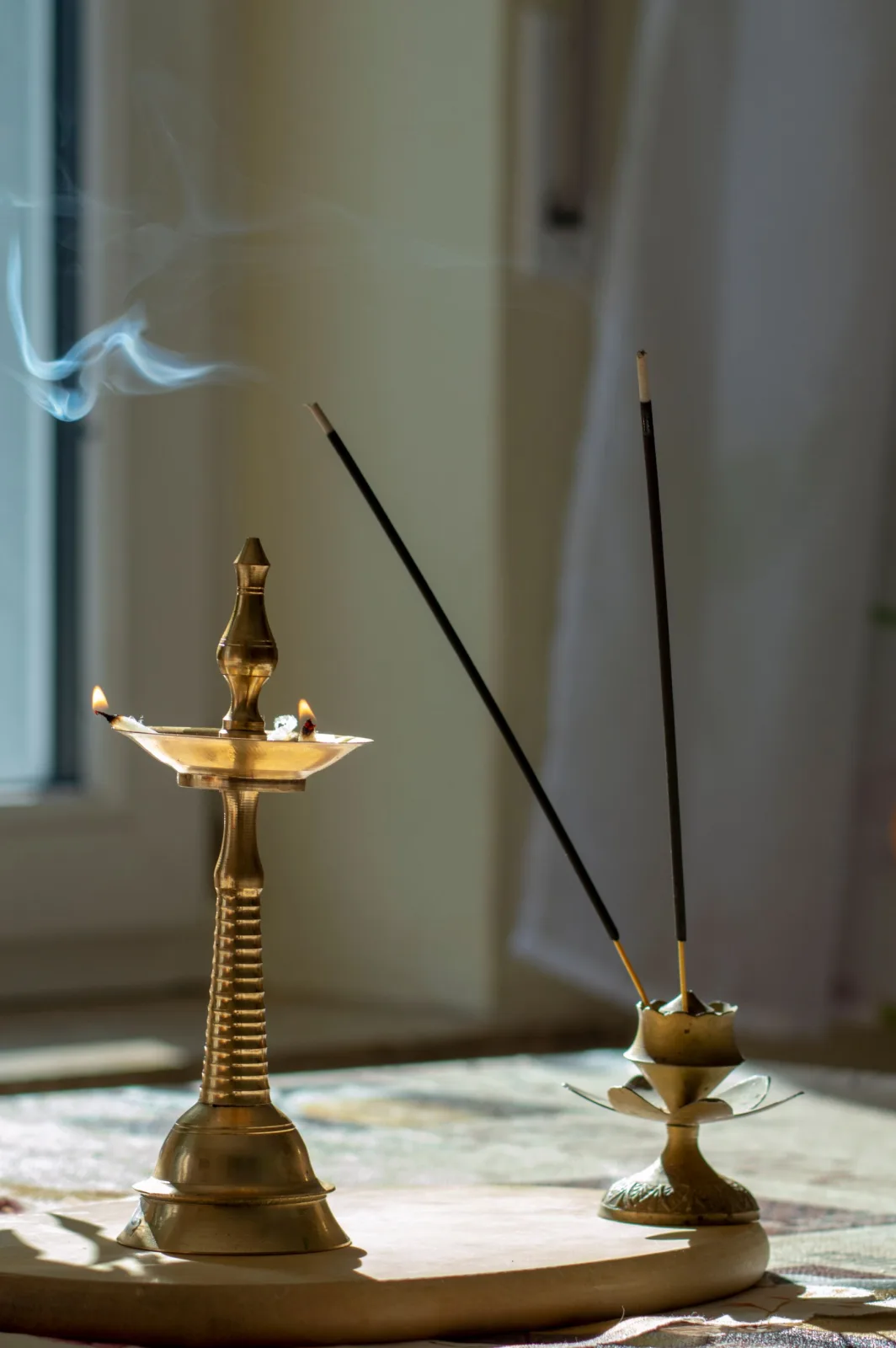 Brass Deepak & Agarbatti Stand