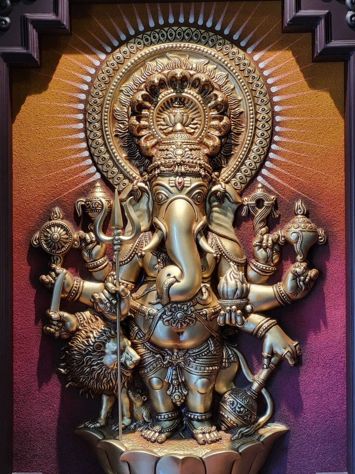 Brass Ganesha Murti (Multi-armed)