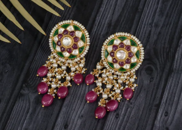 Kundan Pearl Jhumka Earrings